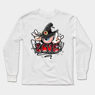 Christian Love Witch Graffiti Street Art Style Long Sleeve T-Shirt